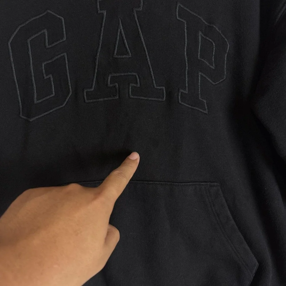 GAP Hoodie Sweatshirt Kids XL 12 Black Pullover Fleece Logo Kangaroo Pocket